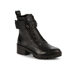 Karl Lagerfeld Pipa Crystal Embellished Platform Ankle Boots Black 9.5 Moto